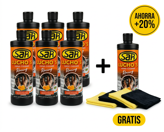 Bundle Lucho´s Hand Cleaner 6 + 1 Gratis + 4 Trapos de Microfibra